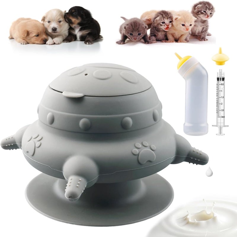 Xuanda Pet Nursing Kit, Puppy Milk Feeder Bottle, Silicone Feeding Nipple for All Breed of Puppy, Kittens and Other Animals (Grey) - Image 1